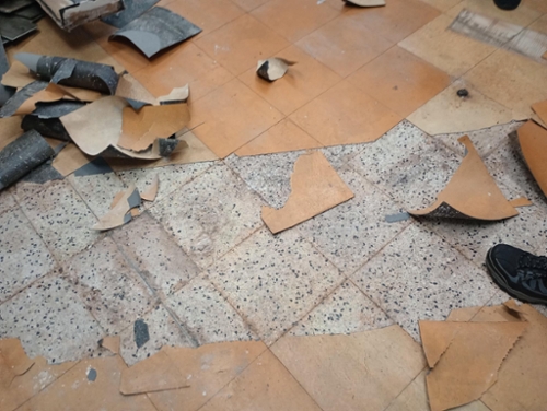 Photograph of the floor at the Wabasso site being replaced.