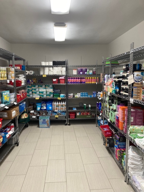 Fulll pantry at a local non-profit organization