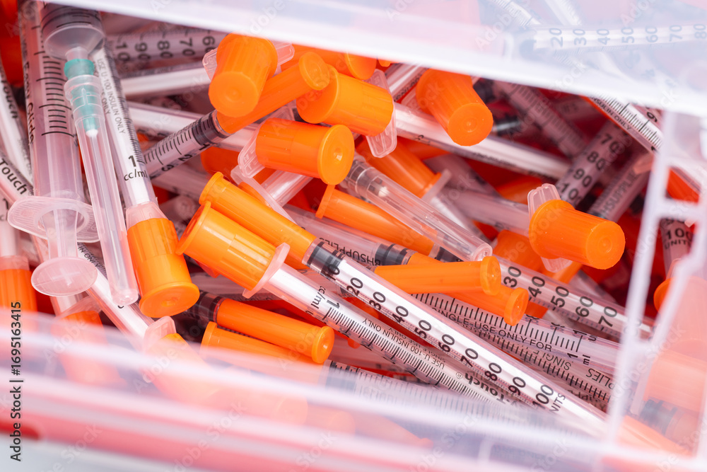 Sharps disposal container.