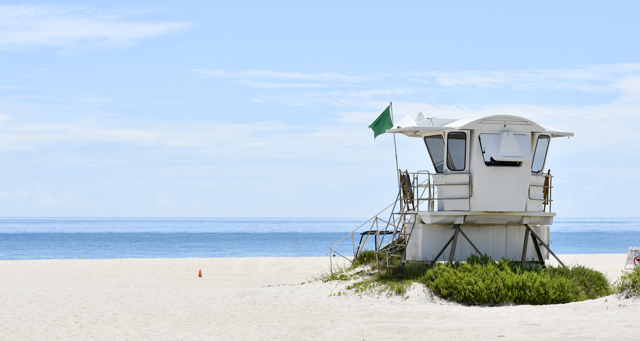 Lifeguard tower on a clear, calm day at Vero Beach, Florida