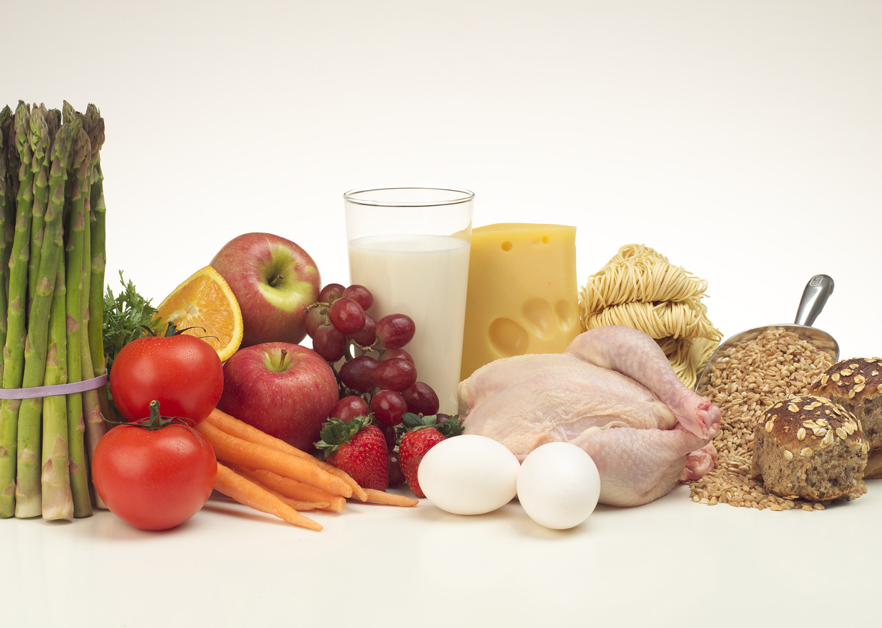Various healthy food sitting on a table